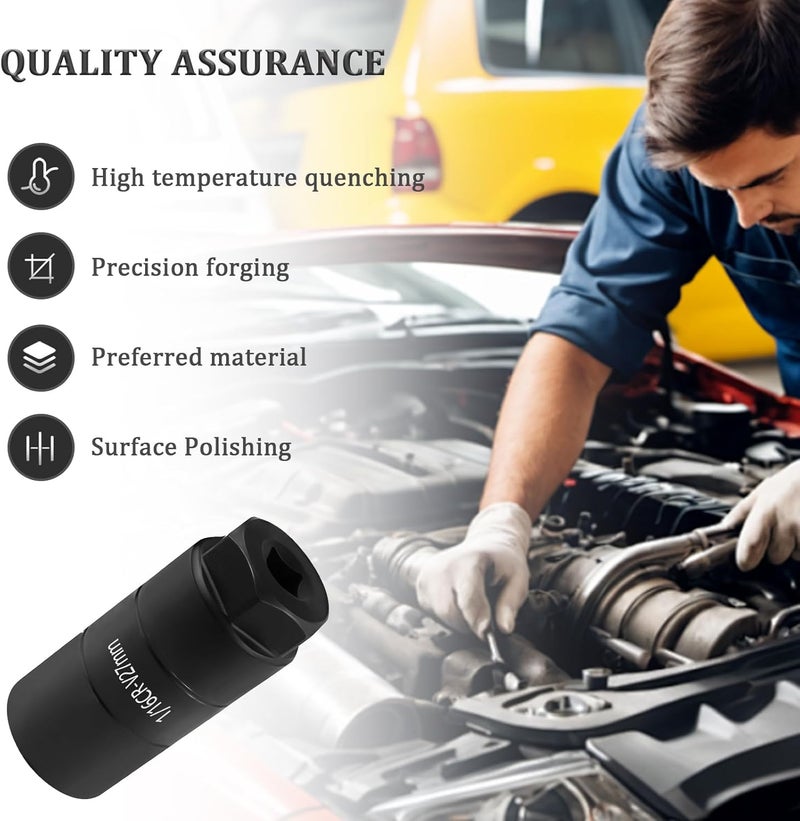 vvag Oil Pressure Sensor Socket, 1 1/16 Socket Switch Fits 3/8" Drive 1-1/8" Hex Wrench, Universal Oil Pressure Switch Socket, Professional car tools for Quick Removing Installing Oil Sending Unit (Black) - Image 4